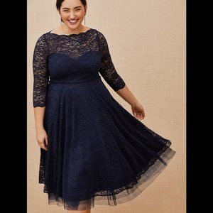 TORRID Special Occasion Navy Lace Midi Dress